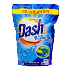 Dash 3в1 капсулы для стирки универсальные Alpen Frische, 60 шт